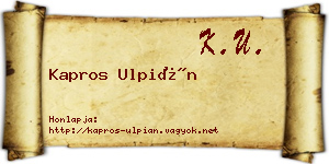 Kapros Ulpián névjegykártya